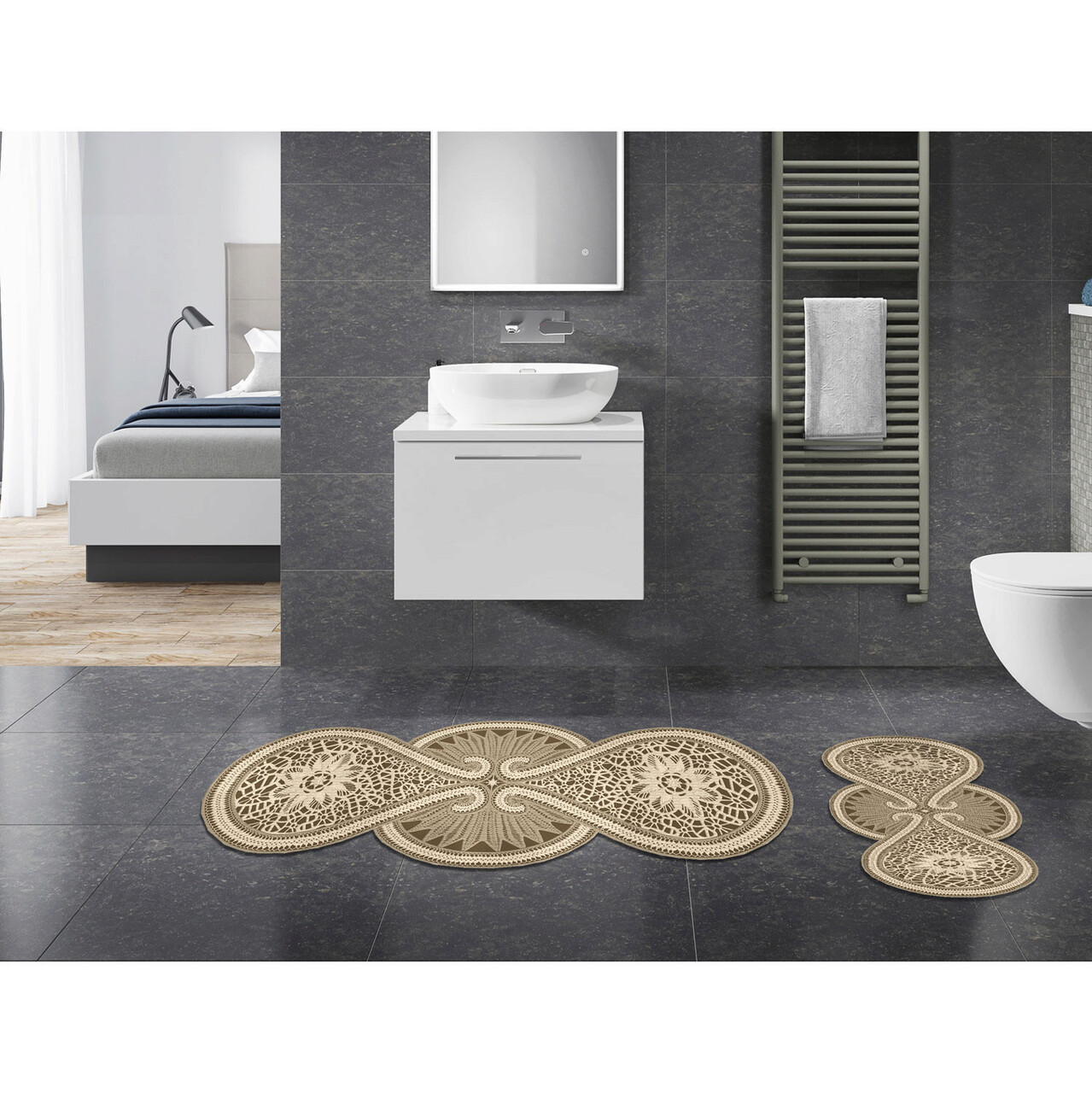 Set covorase de baie, L'essentiel Maison, 21015515Kr, Crem - imagine 6